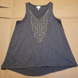 Knox Rose Gray V-neck Tunic Tank Top